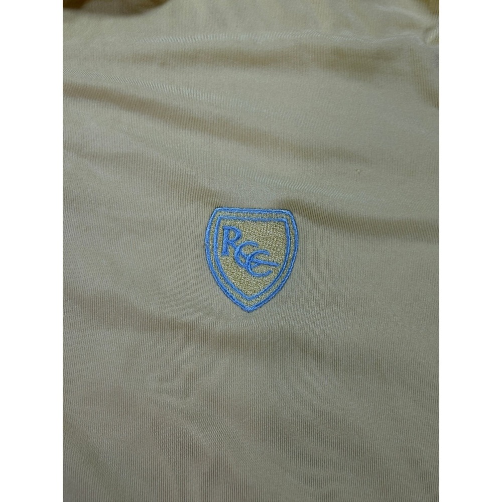 FootJoy FJ Performance Golf Polo Shirt Mens Large Yellow Blue Stripe Crest Logo - Picture 2 of 8